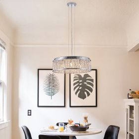 Modern Crystal Chandelier 18.9 Inches Aluminum+Iron Round Ceiling Light Flush Mount Ceiling Light Fixture for kitchen Island Dinning Bedrooms and