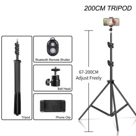 100/150/200cm Selfie Tripod Photography 1/4"Screw Light Stand Extendable For Phone Camera Softbox Ring Light ,With Phone Holder