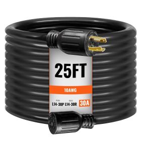 VEVOR 30 Amp Generator Cord and Power Inlet Box Kit, 25 FT, NEMA L14-30P/L14-30R STW 10 AWG Generator Power Extension Cord with Twist Lock Connec