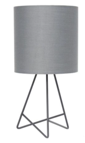 Simple Designs Down to the Wire Table Lamp with Fabric Shade (Color: Gray/ Gray)