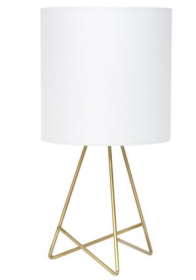 Simple Designs Down to the Wire Table Lamp with Fabric Shade (Color: Gold/ White)