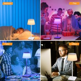 Neoglint RGB+CCT Table Lamp Colorful Desk Light Touch Control Bedside Lamp Reading Lamp for Living Room Bedroom 4000mAh Rechargeable Battery (Color: White)